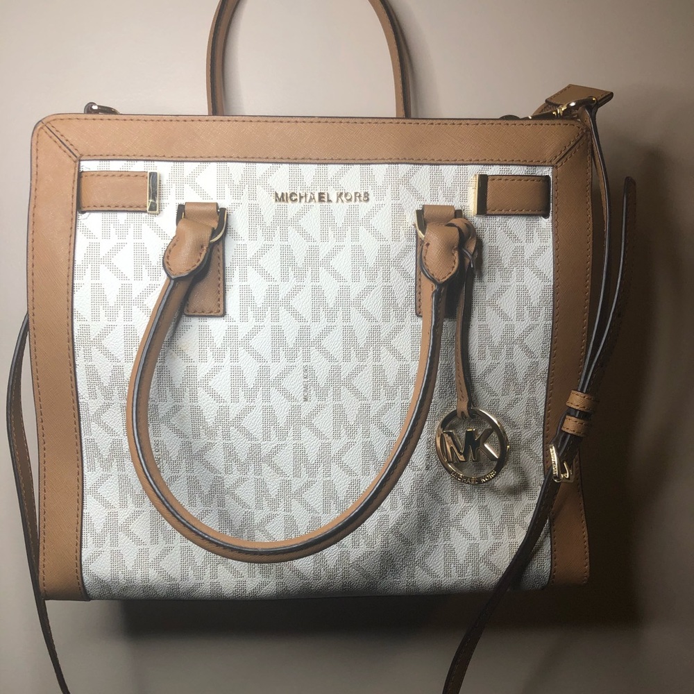 Michael Kors Hamilton cognac brown&cream bag
